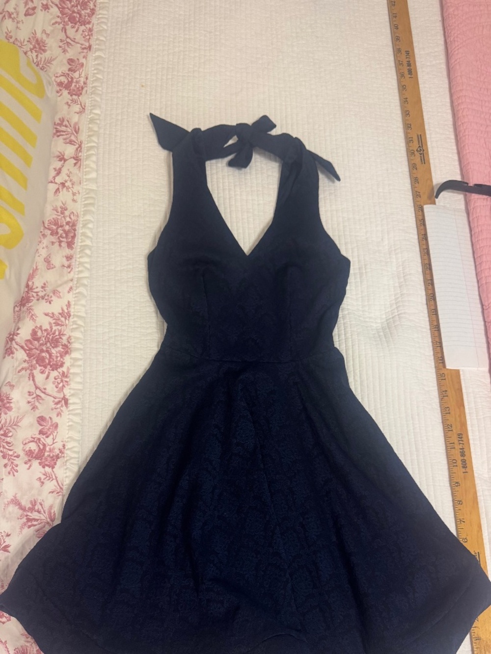 Navy toile tie dress